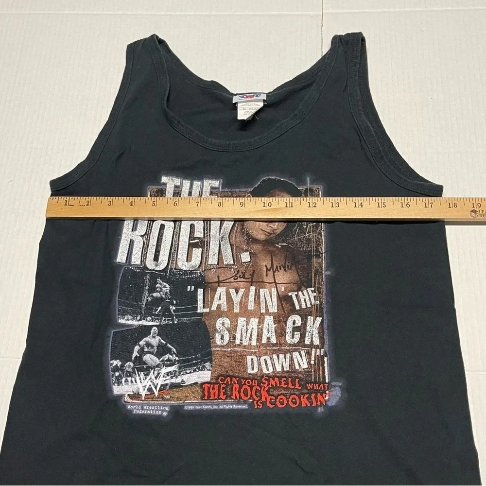 Vintage The Rock Shirt Tank Top Youth Large WWE Wrestling World Federation 1999
